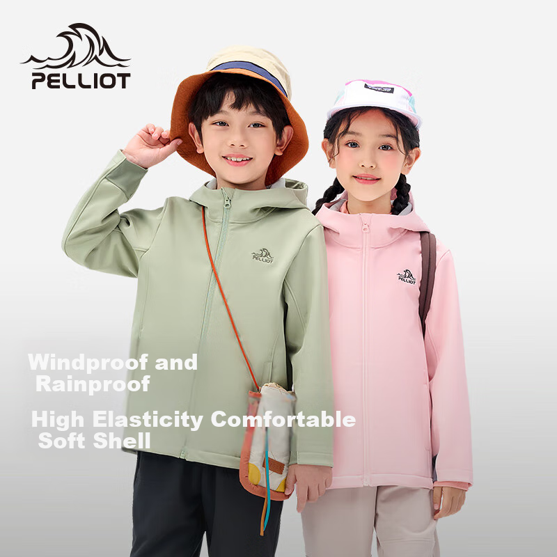 Pelliot Outdoor Children's Soft Shell Jacket Winter Plus Velvet Warm Windproof W...