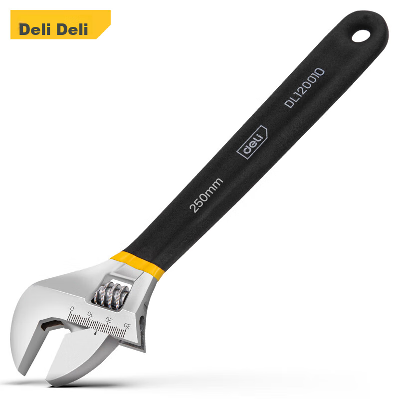 Deli Adjustable Wrench with Plastic-Coated Handle, Universal Multi-Function Torq...