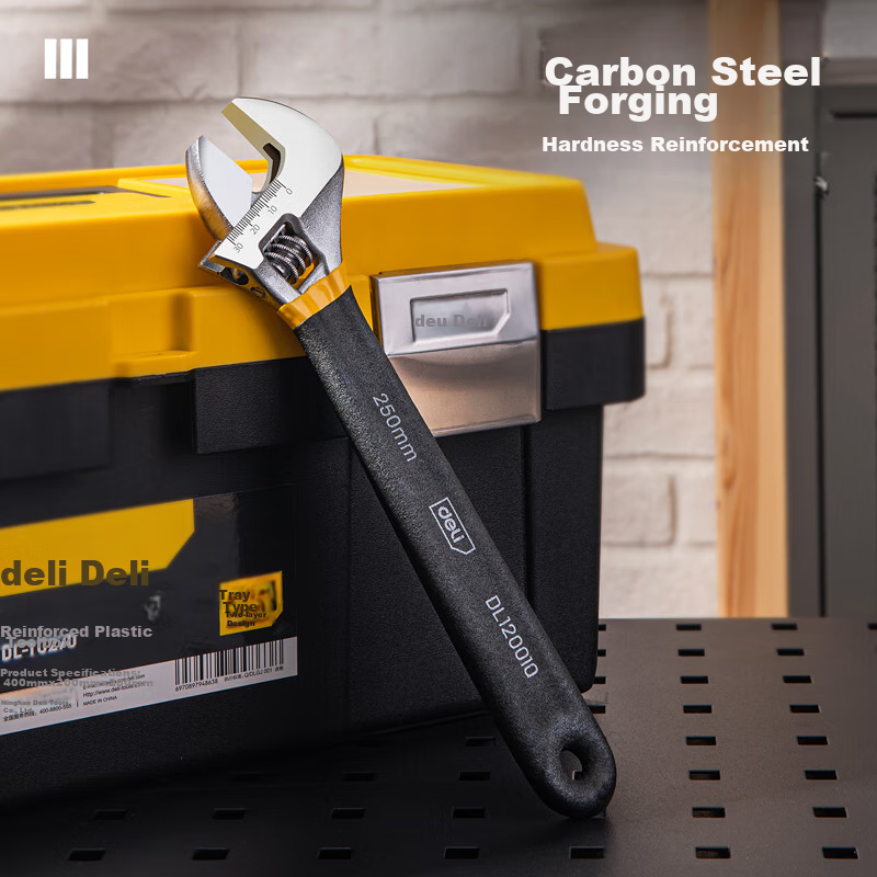 Deli Adjustable Wrench with Plastic-Coated Handle, Universal Multi-Function Torq...