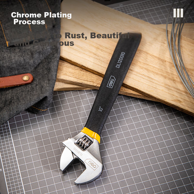 Deli Adjustable Wrench with Plastic-Coated Handle, Universal Multi-Function Torq...