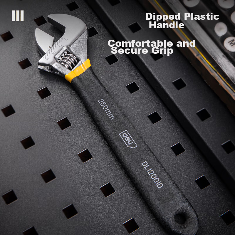 Deli Adjustable Wrench with Plastic-Coated Handle, Universal Multi-Function Torq...