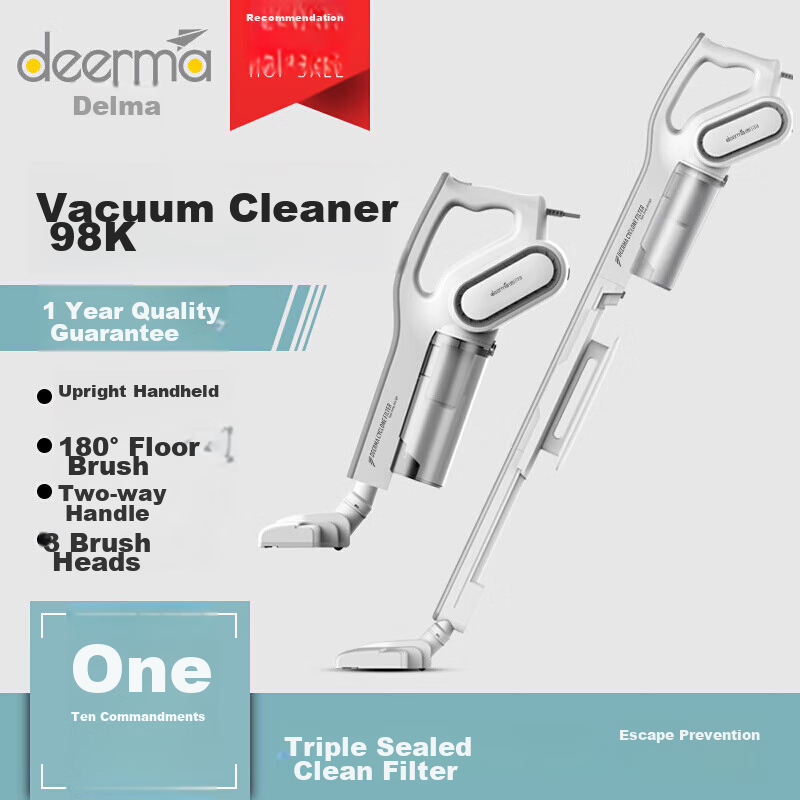 Deerma Push-Pole Carpet Dual-Use Compact Powerful Vacuum Cleaner, High Suction P...