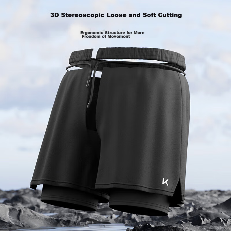 Keep Men's Swim Trunks, Anti-Embarrassment Double-Layer Loose Swimming Shorts, Q...