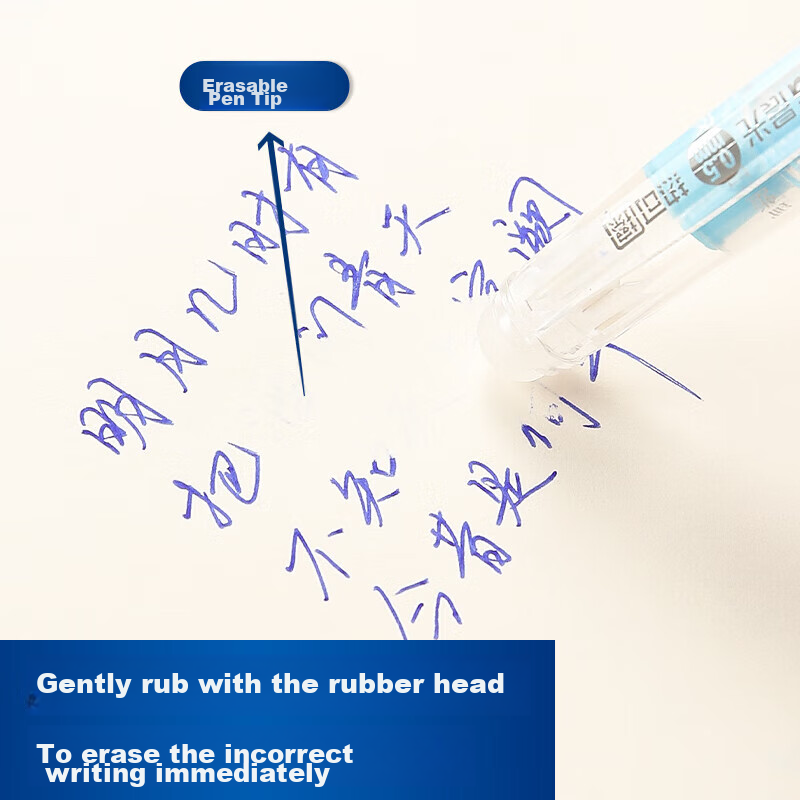Chenguang (M&G) Erasable Gel Pen, 0.5mm, Crystal Blue Bullet Tip, Signature Pen,...
