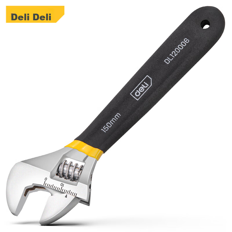 Deli Adjustable Wrench with Plastic-Coated Handle, Universal Multi-Function Torq...