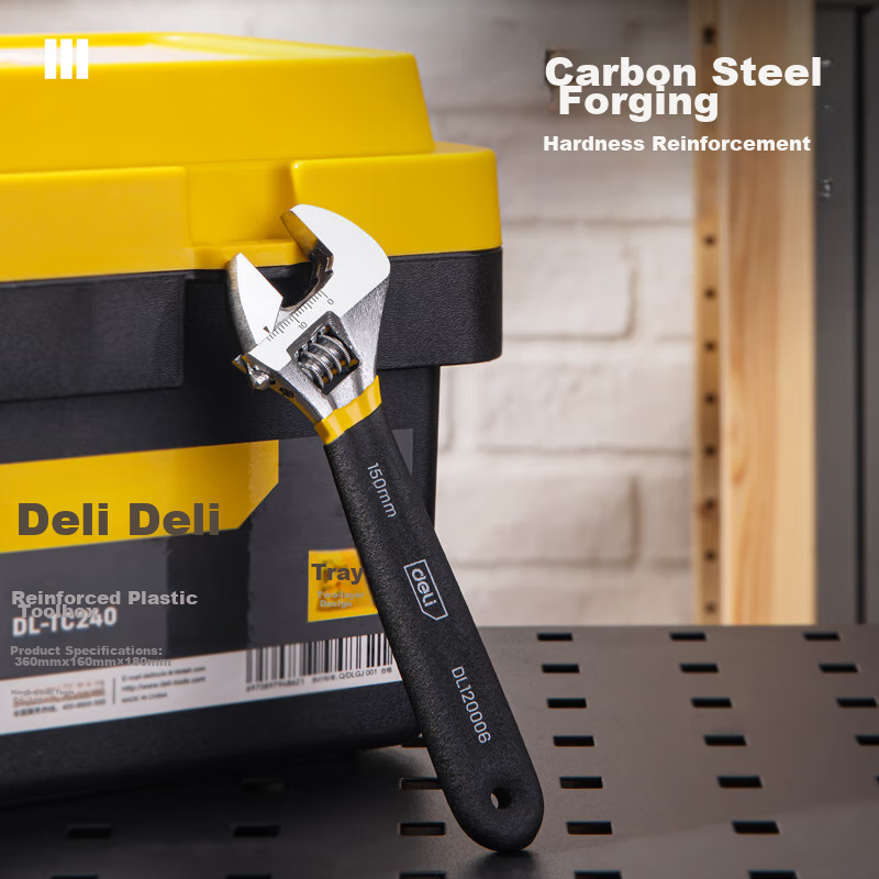 Deli Adjustable Wrench with Plastic-Coated Handle, Universal Multi-Function Torq...