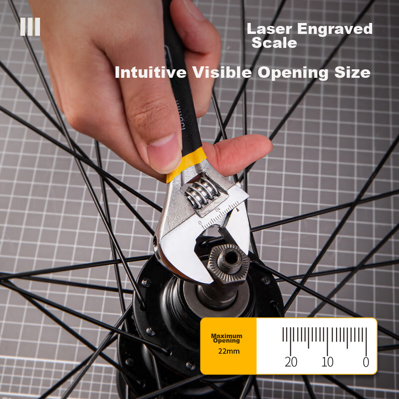 Deli Adjustable Wrench with Plastic-Coated Handle, Universal Multi-Function Torq...