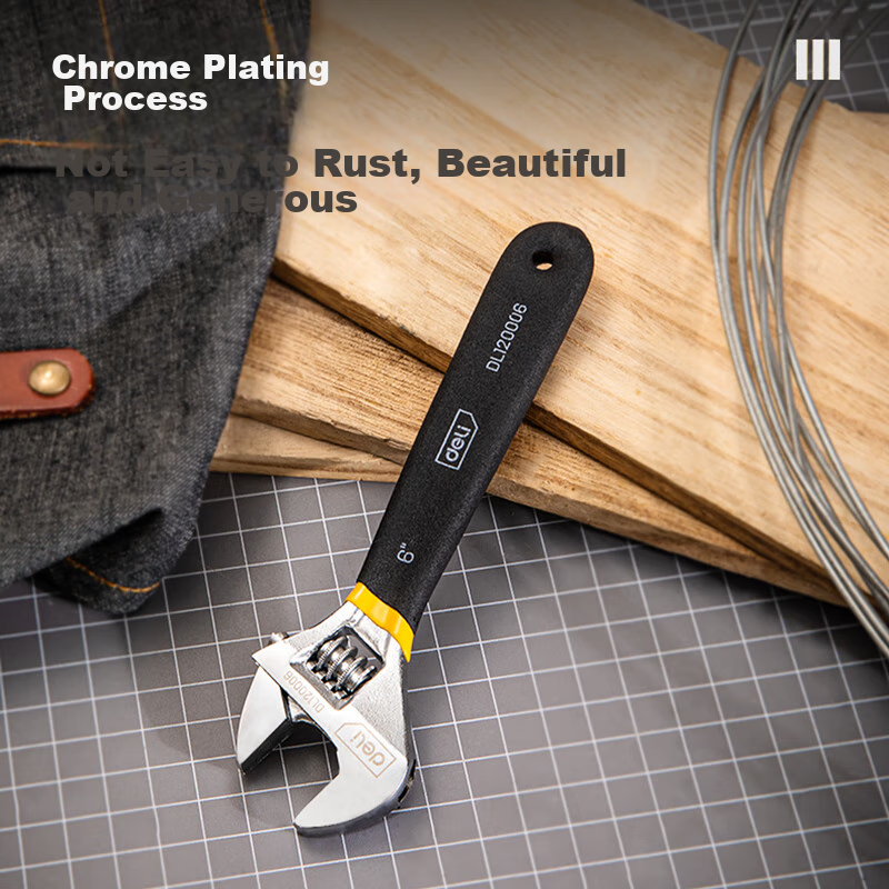 Deli Adjustable Wrench with Plastic-Coated Handle, Universal Multi-Function Torq...