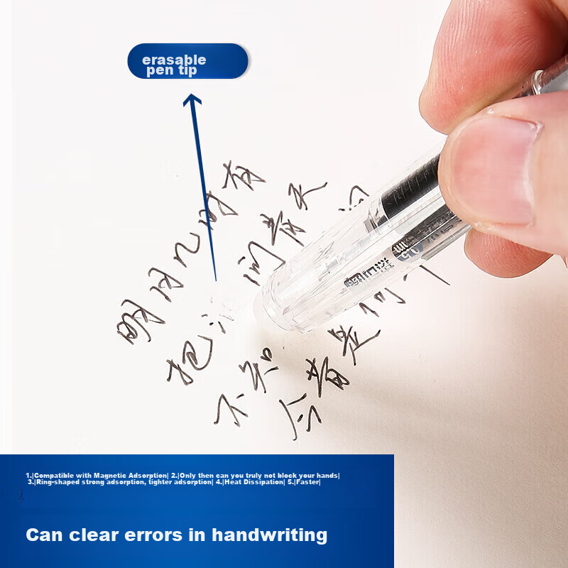 Chenguang (M&G) Erasable Gel Pen, 0.5mm, Black Bullet Tip, Signature Pen, Pull-C...