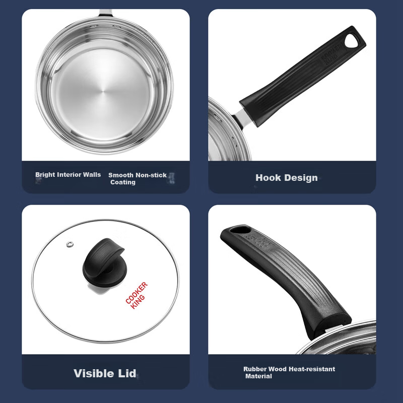 Chuidahuang Milk Pot, 304 Stainless Steel Small Soup Pot, 18cm, Non-Coated Noodl...