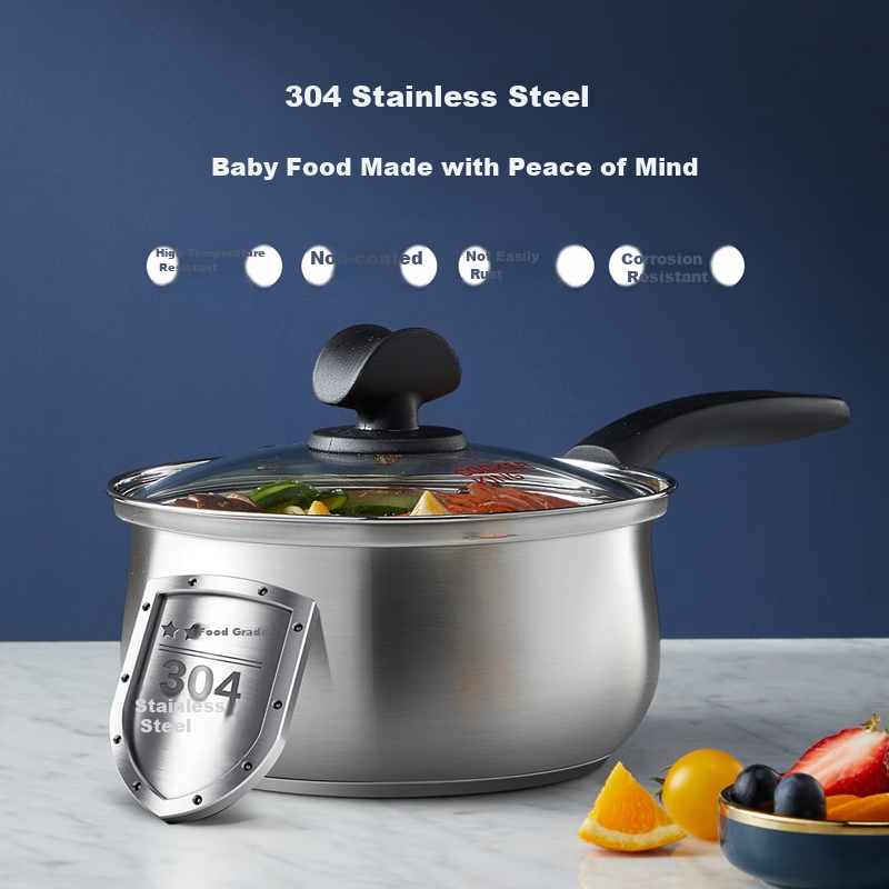 Chuidahuang Milk Pot, 304 Stainless Steel Small Soup Pot, 18cm, Non-Coated Noodl...