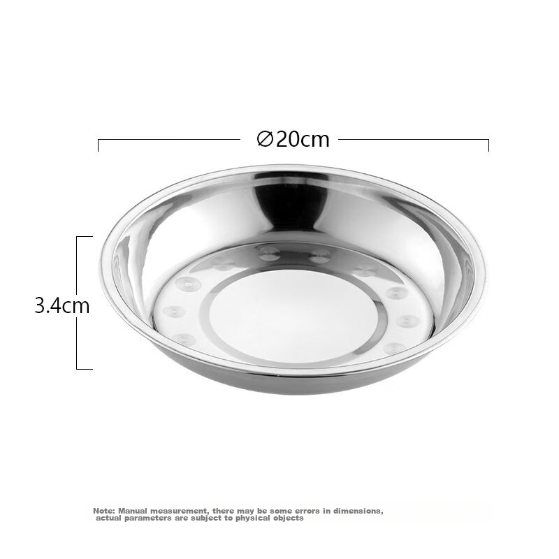 CHAHUA Premium Stainless Steel Plate, Thickened Round Dish, Household Serving Pl...