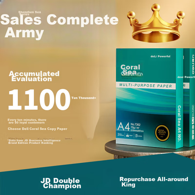 Deli Coral Sea A4 Printing Paper, 70g 500 Sheets*5 Packs Per Box, Double-Sided P...