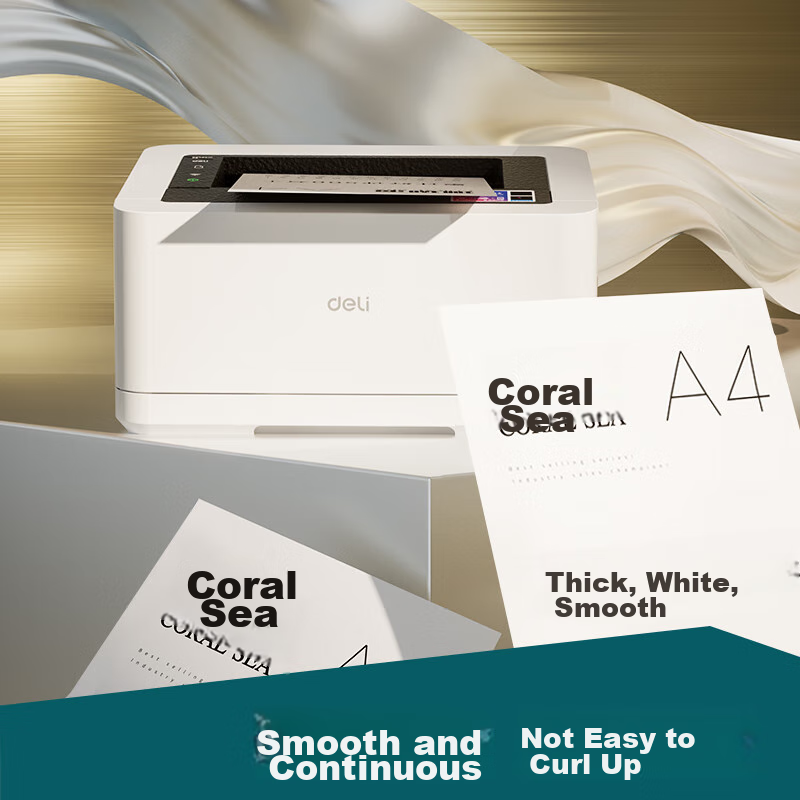 Deli Coral Sea A4 Printing Paper, 70g 500 Sheets*5 Packs Per Box, Double-Sided P...