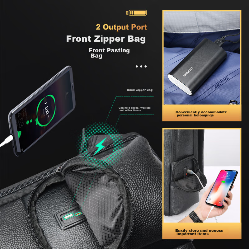 Bopai Leather Business Backpack for Men, 15-Inch Laptop Bag, Travel Bookbag, Hol...