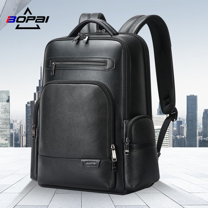 Bopai Leather Business Backpack for Men, 15-Inch Laptop Bag, Travel Bookbag, Hol...