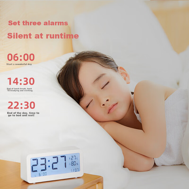 Deli Multifunctional Alarm Clock, Electronic Clock, Simple Student Style, Backli...