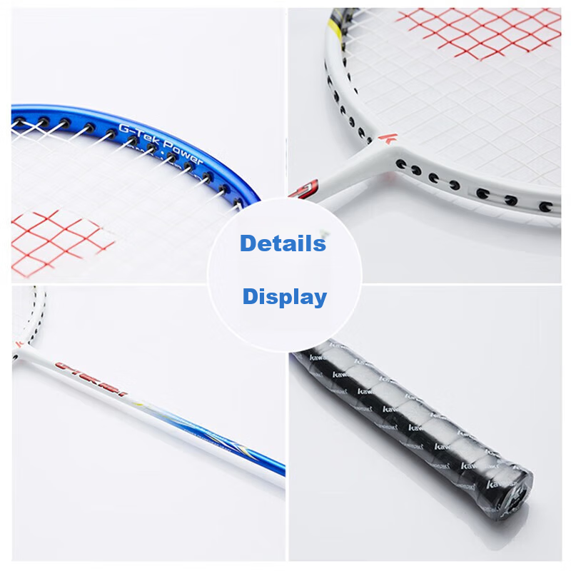 Kawasaki Badminton Racket Set, Ultra-Light Carbon Fiber Durable Pair KD-1 Blue A...