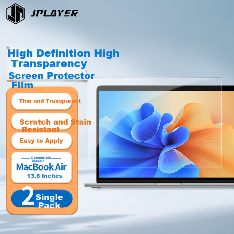 JPLAYER Screen Protector for Apple MacBook Air 13.6 inch M3/M2 2024/22 Model, Hi...
