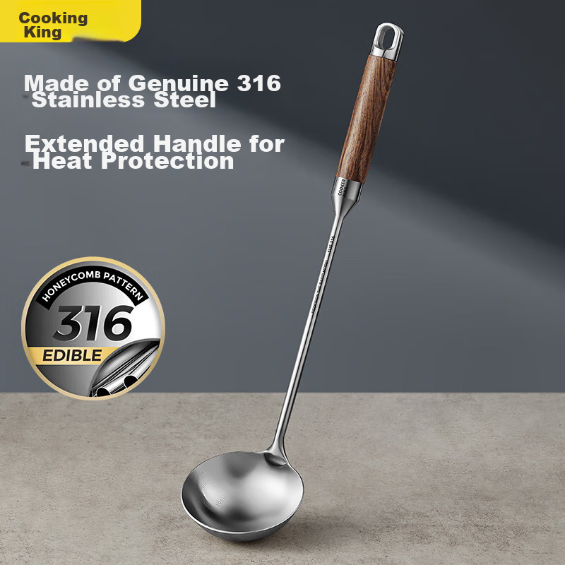 Chuidahuang 316 Stainless Steel Soup Ladle with Rosewood Handle, Thickened Spoon...