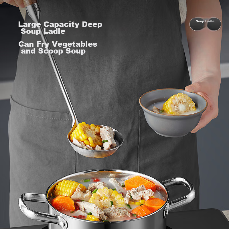 Chuidahuang 316 Stainless Steel Soup Ladle with Rosewood Handle, Thickened Spoon...