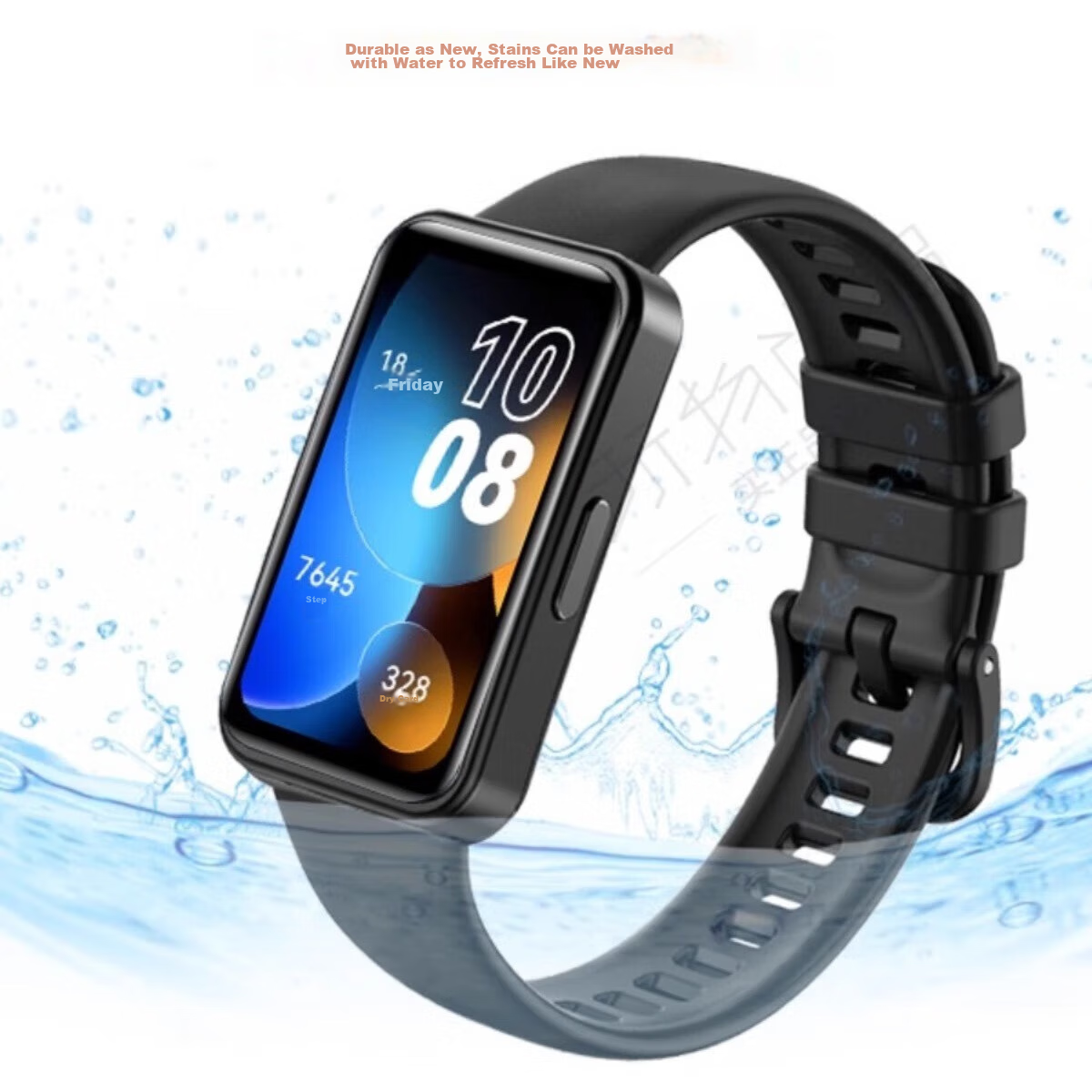 CHENSONG Silicone Watch Band Compatible with Huawei Band 8/9/10/NFC, Standard Ve...