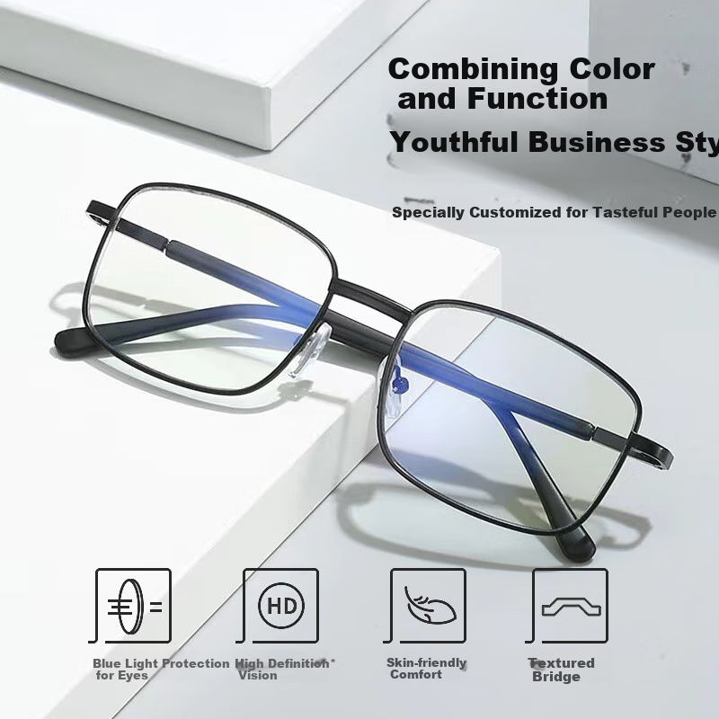 Murata Inaho Progressive Multifocal Reading Glasses with Blue Light Blocking, Bl...