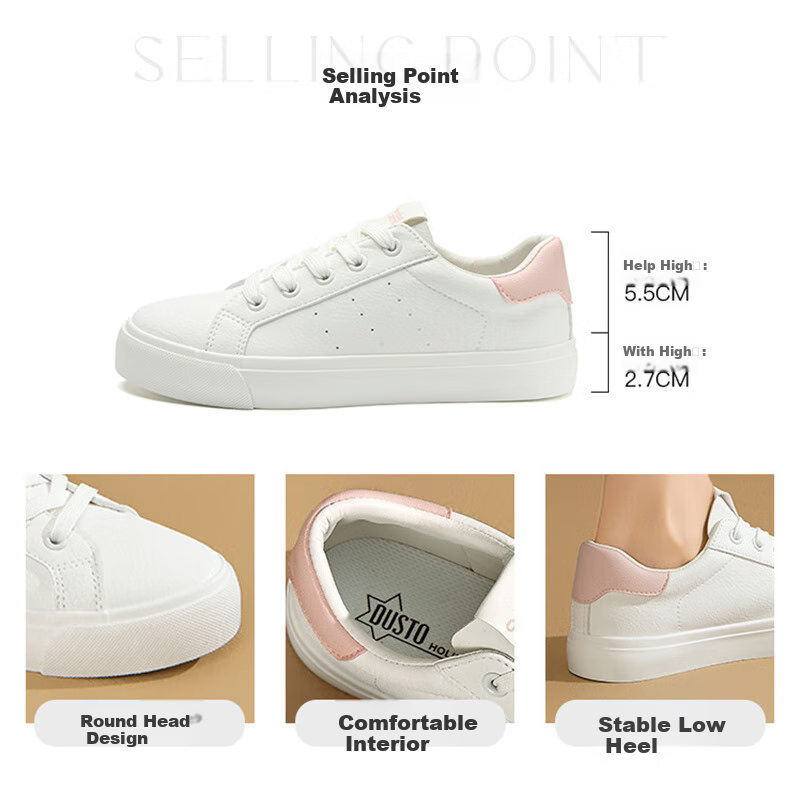 Da Dong Women's White Shoes 2025 Autumn New Fashion Casual Simple Flat Low Heel...