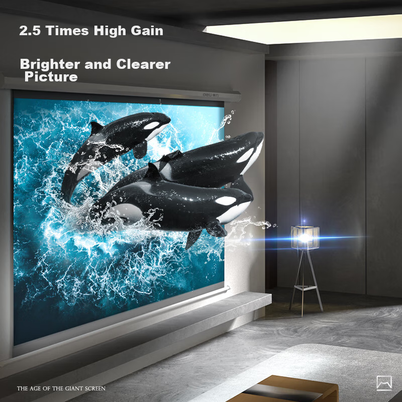 Deli 100-Inch 16：9 Remote Control Electric 8K Ultra HD Photon Screen 3.0 Anti-C...