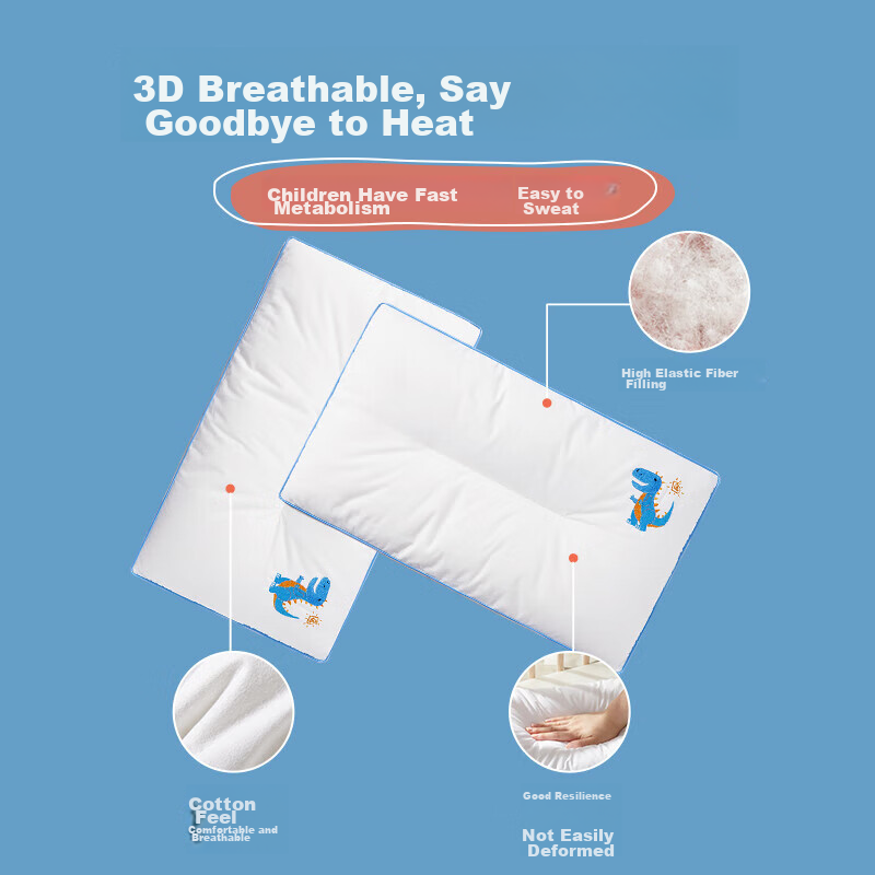 Beyond Kids Children's Pillow, All-Cotton Embroidered Soybean Fiber Pillow Core,...