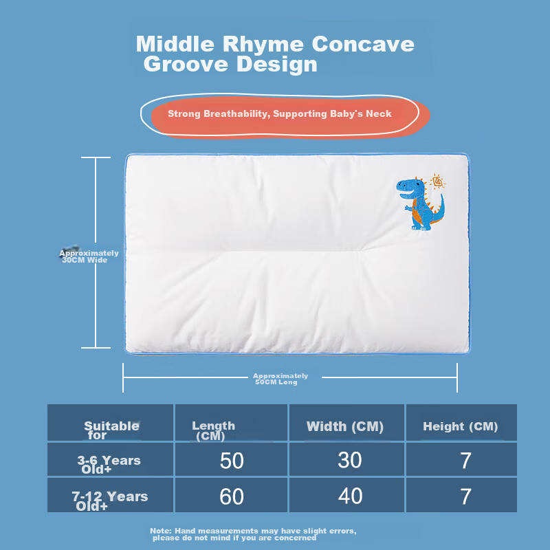 Beyond Kids Children's Pillow, All-Cotton Embroidered Soybean Fiber Pillow Core,...