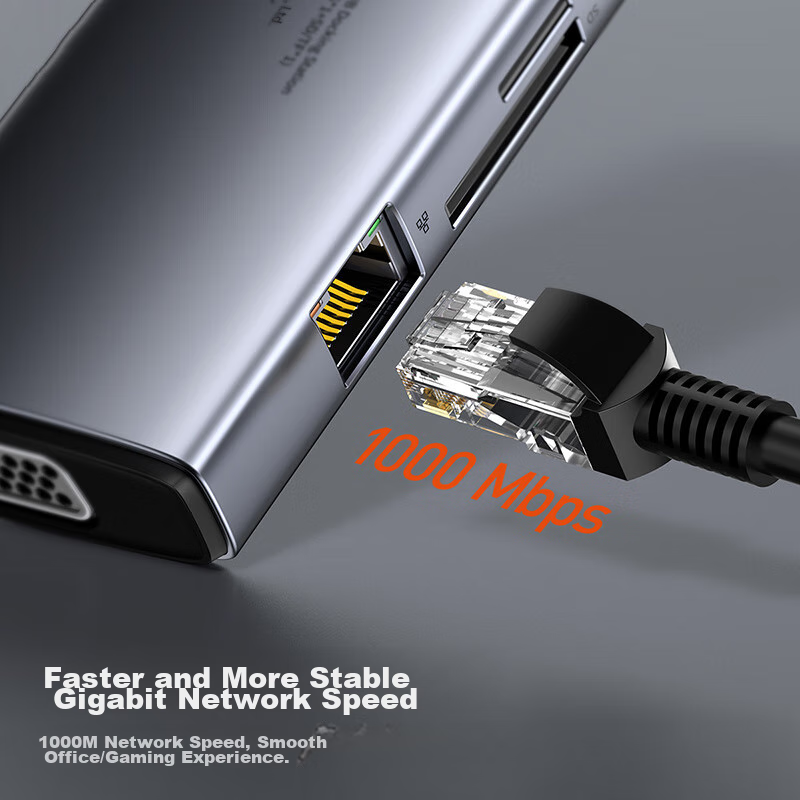 Baseus Expansion Dock, Type-C Expansion Dock Charger, USB3.0 Gigabit Ethernet Po...