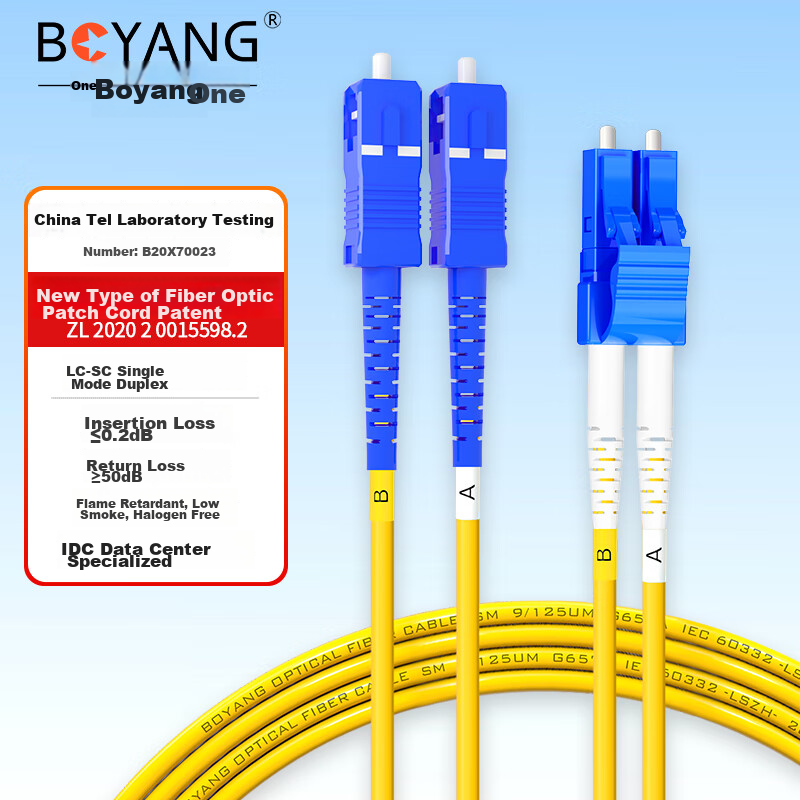 BOYANG Telecom-Grade Fiber Optic Patch Cable, SC-LC (UPC), 3 Meters, Single-Mode...