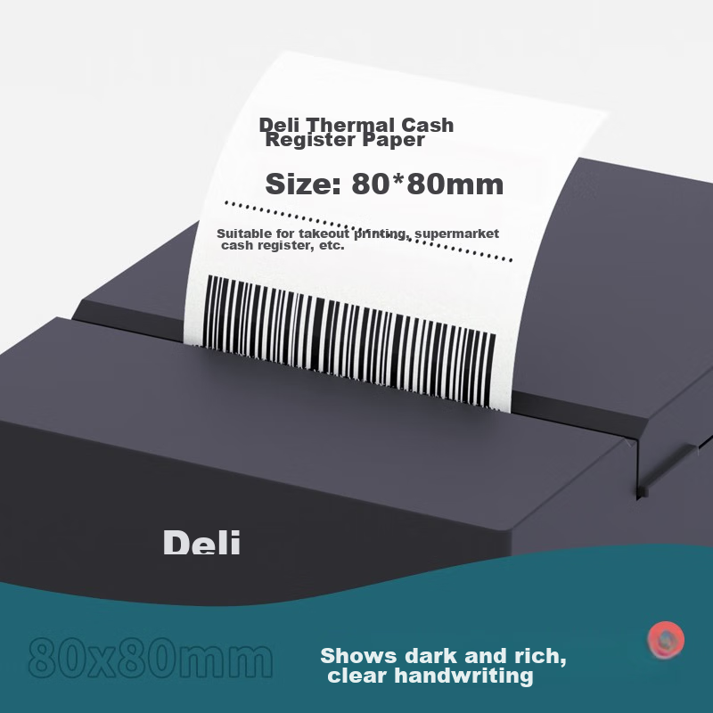 Deli Coral Sea Thermal Receipt Paper, 80*80mm, 40 Rolls, Restaurant Takeout Rece...
