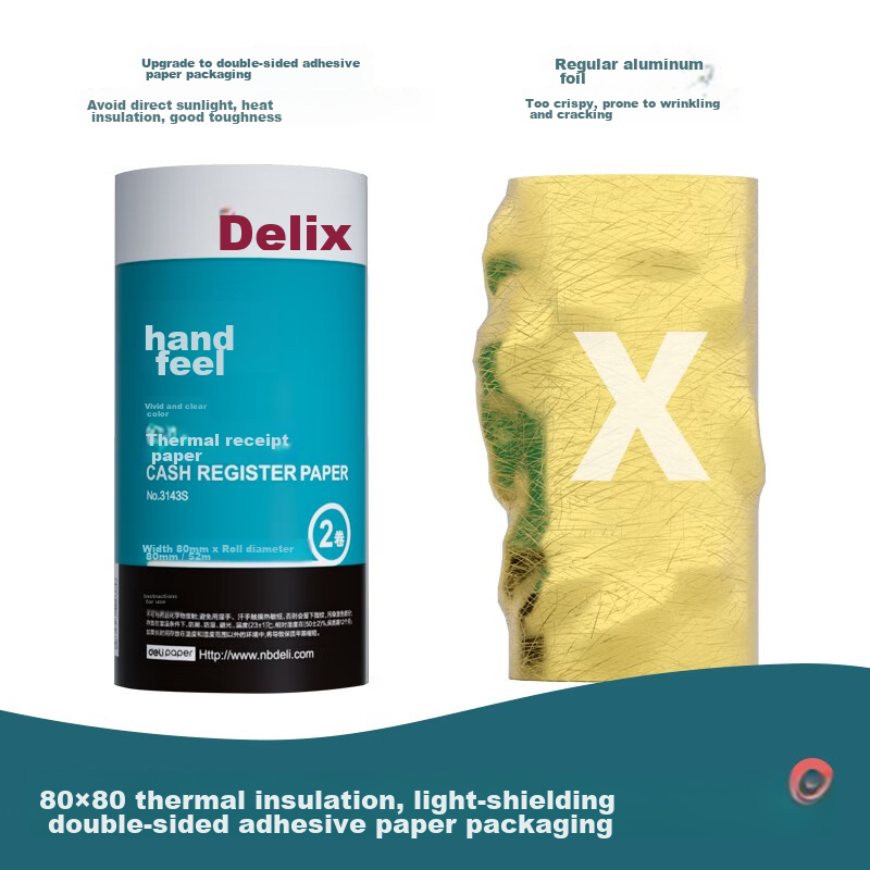 Deli Coral Sea Thermal Receipt Paper, 80*80mm, 40 Rolls, Restaurant Takeout Rece...