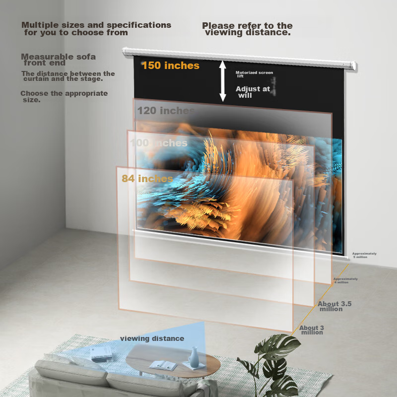 Deli 100-Inch 4：3 Electric Adjustable Projection Screen, Compatible with Jianuo...