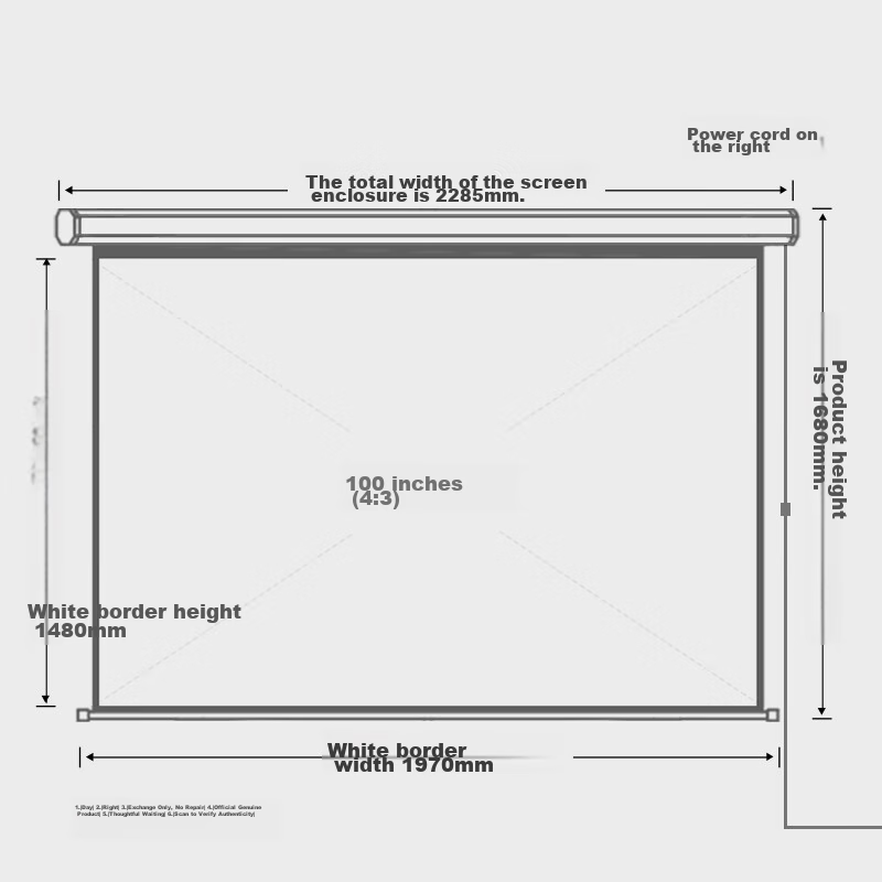 Deli 100-Inch 4：3 Electric Adjustable Projection Screen, Compatible with Jianuo...