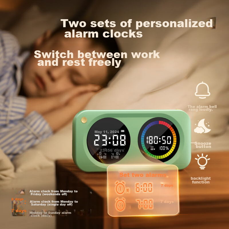 Deli Student Dual-Screen Visual Timer, Color Screen Time Management Device, One-...