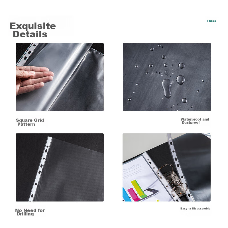 Deli 100 Pieces 11-Hole Document Sleeves, File Refill Pouches, Document Protecti...