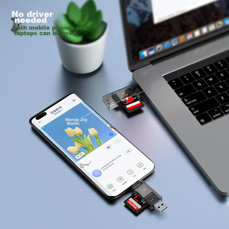 Biaze USB/Type-C Card Reader SD/TF Dual-Function Two-In OTG USB-C Phone Card Rea...