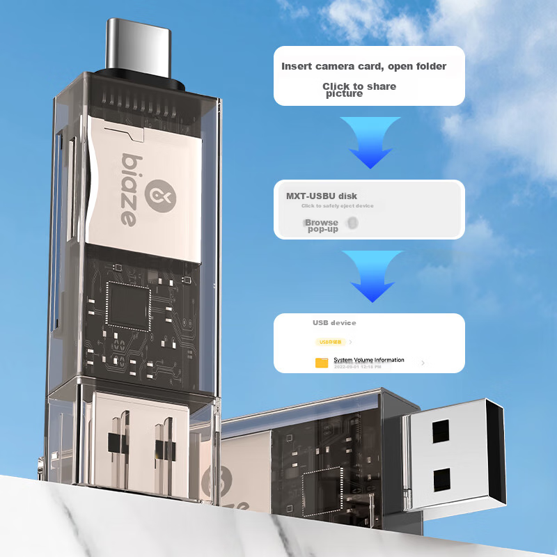 Biaze USB/Type-C Card Reader SD/TF Dual-Function Two-In OTG USB-C Phone Card Rea...