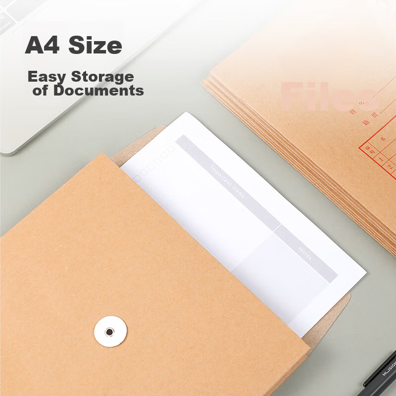 Deli 10 A4 Mixed Pulp 250g Kraft Paper File Folders, 8cm Side Width, Large Capac...