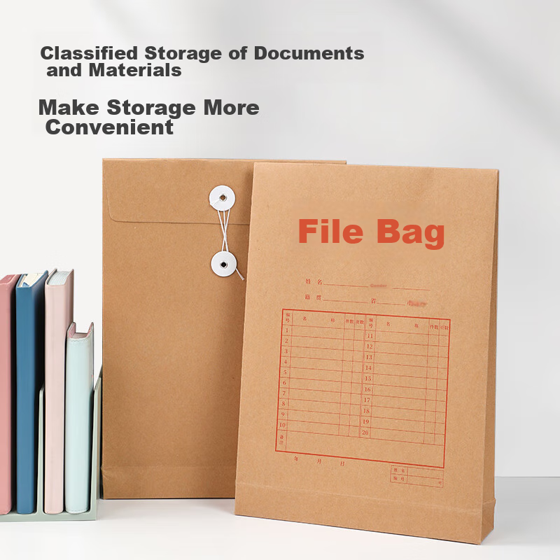 Deli 10 A4 Mixed Pulp 250g Kraft Paper File Folders, 8cm Side Width, Large Capac...