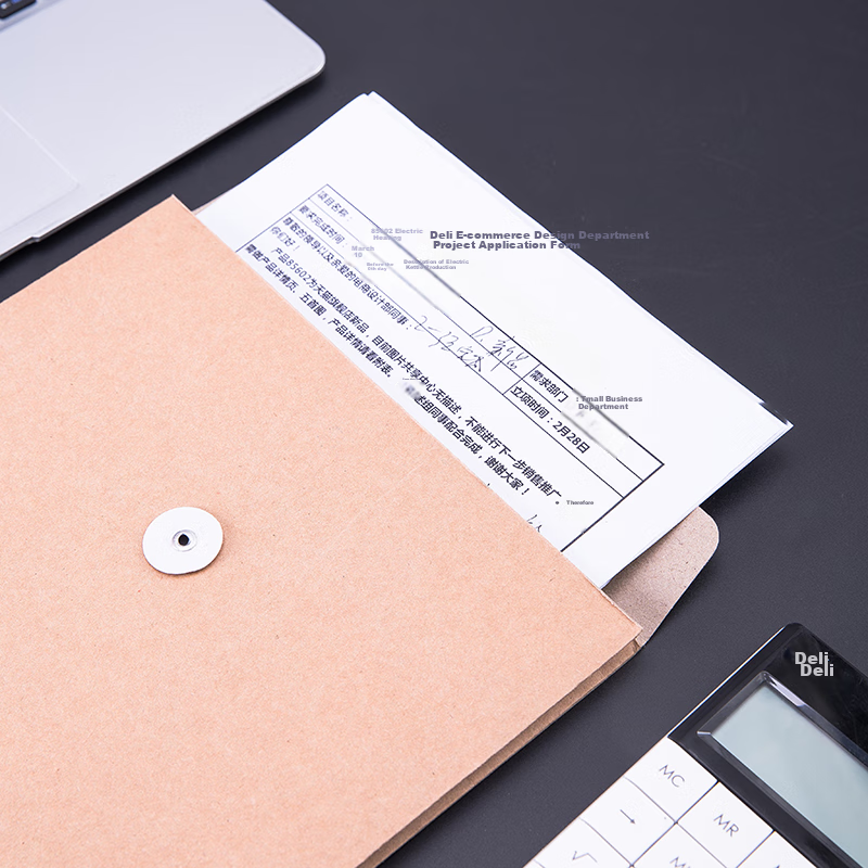 Deli 10 Pcs/A4 Mixed Pulp 250g Kraft Paper File Folders Gift Bags, 4cm Side Widt...