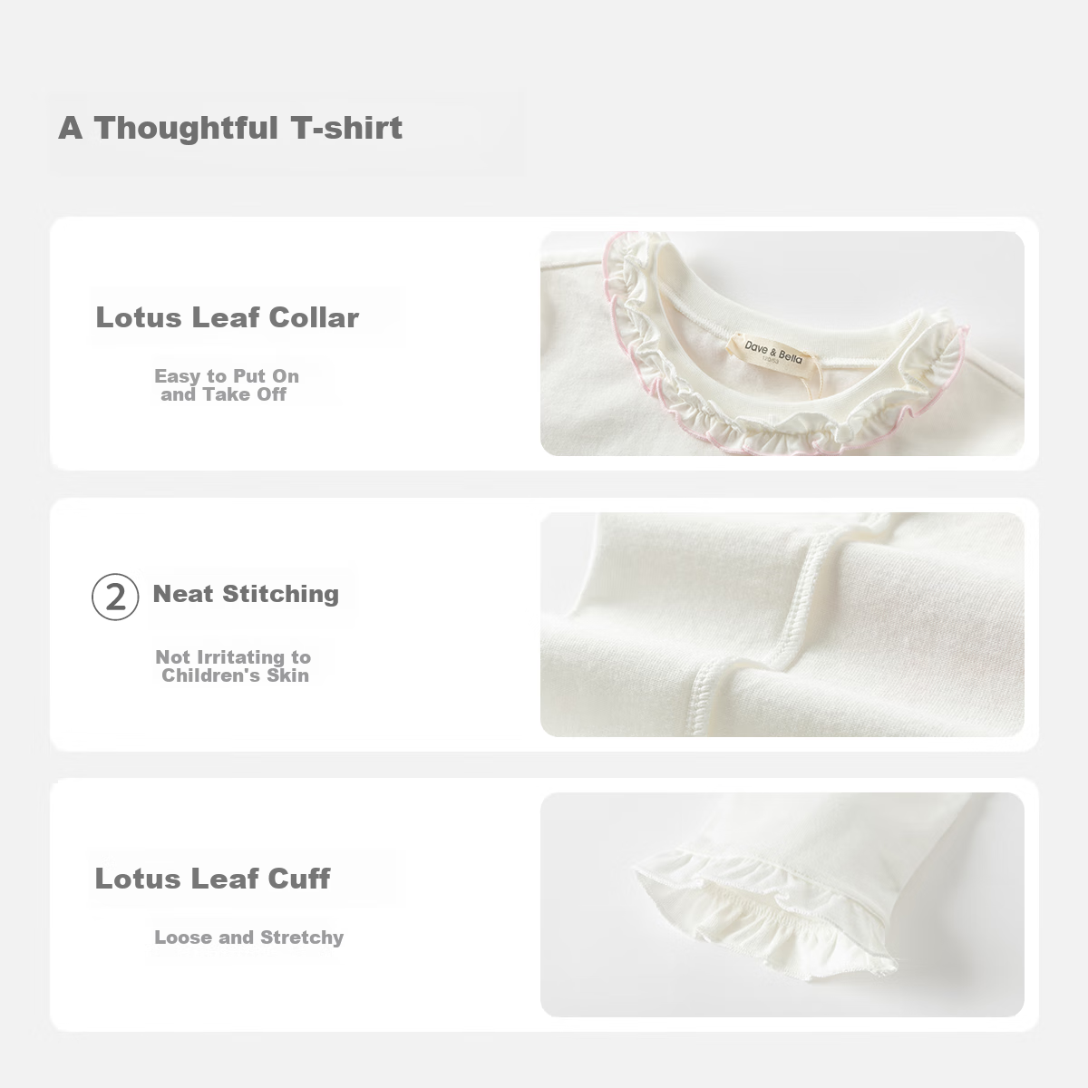 David Bella Girls' Long Sleeve T-shirt Spring Children's Sweet Top Girls' Bottom...