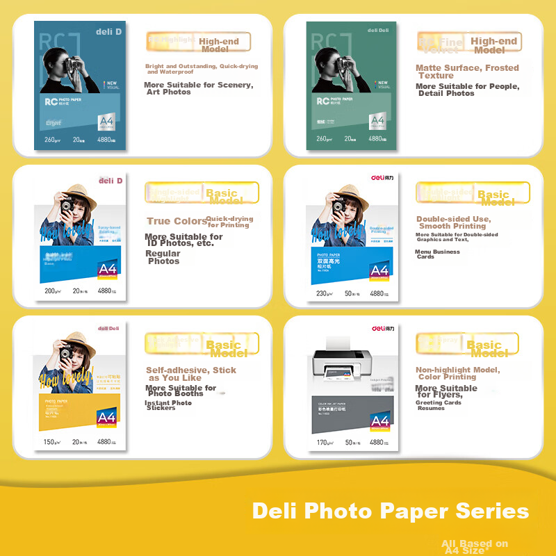 Deli A4 150g High Gloss Photo Paper with Adhesive Backing, Sticky Photo Printing...