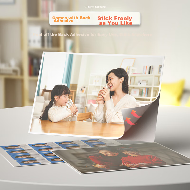 Deli A4 150g High Gloss Photo Paper with Adhesive Backing, Sticky Photo Printing...