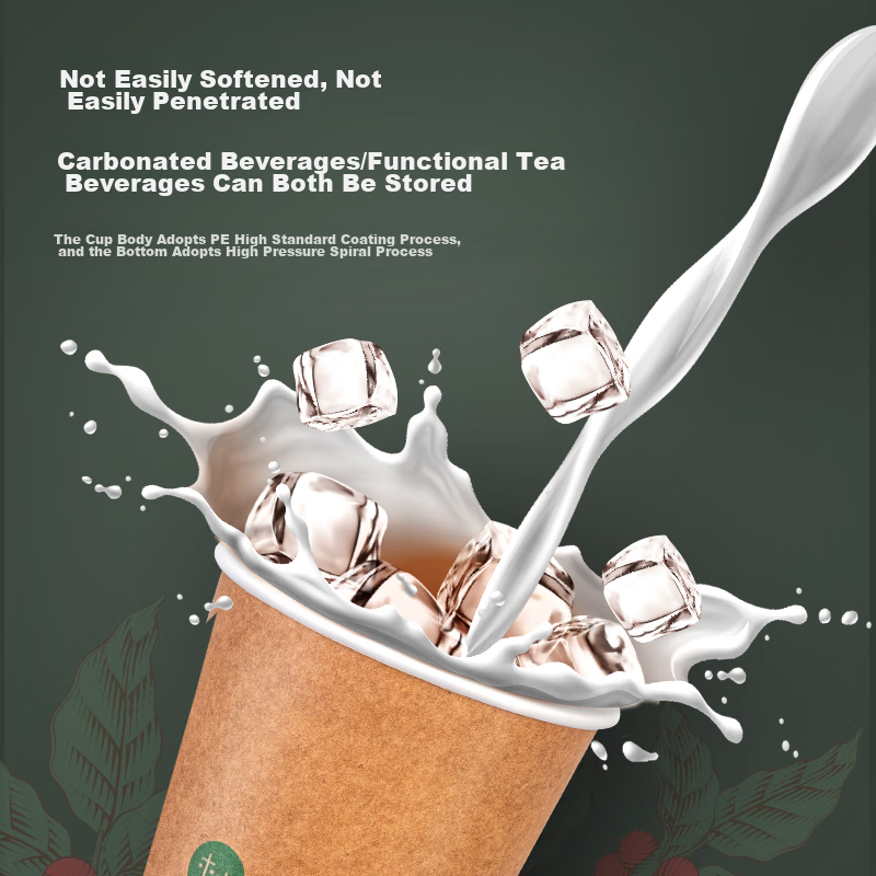 Deli 280ml Paper Cups, Kraft Paper Outer Layer, Business Double-Layer Thickened,...