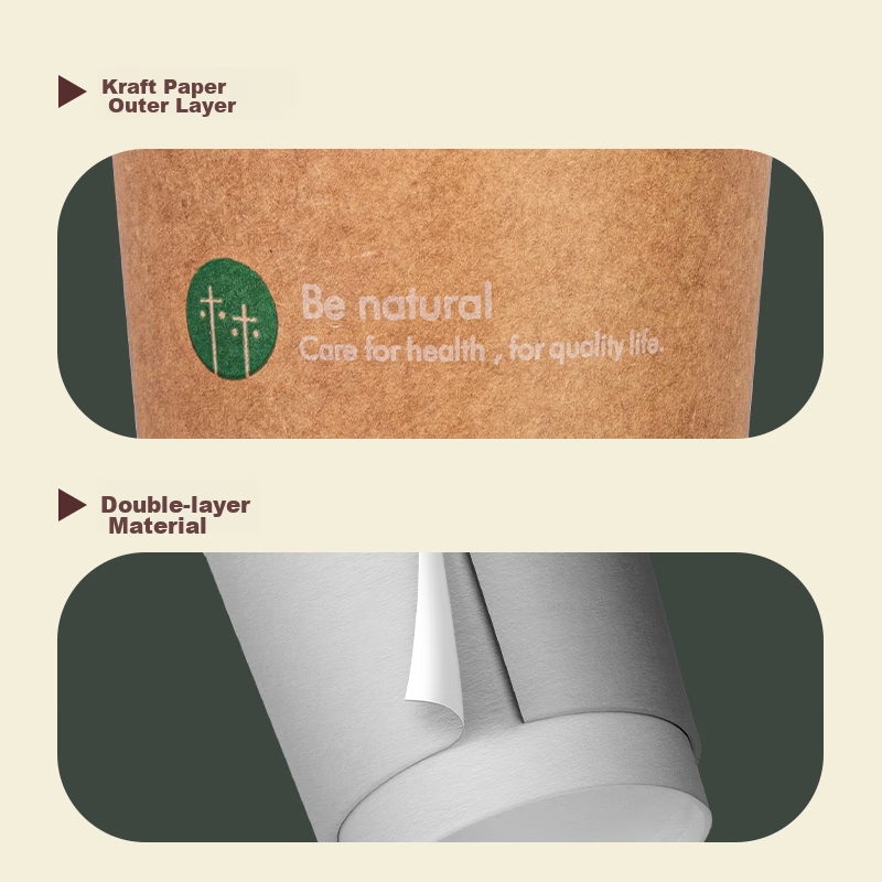 Deli 280ml Paper Cups, Kraft Paper Outer Layer, Business Double-Layer Thickened,...