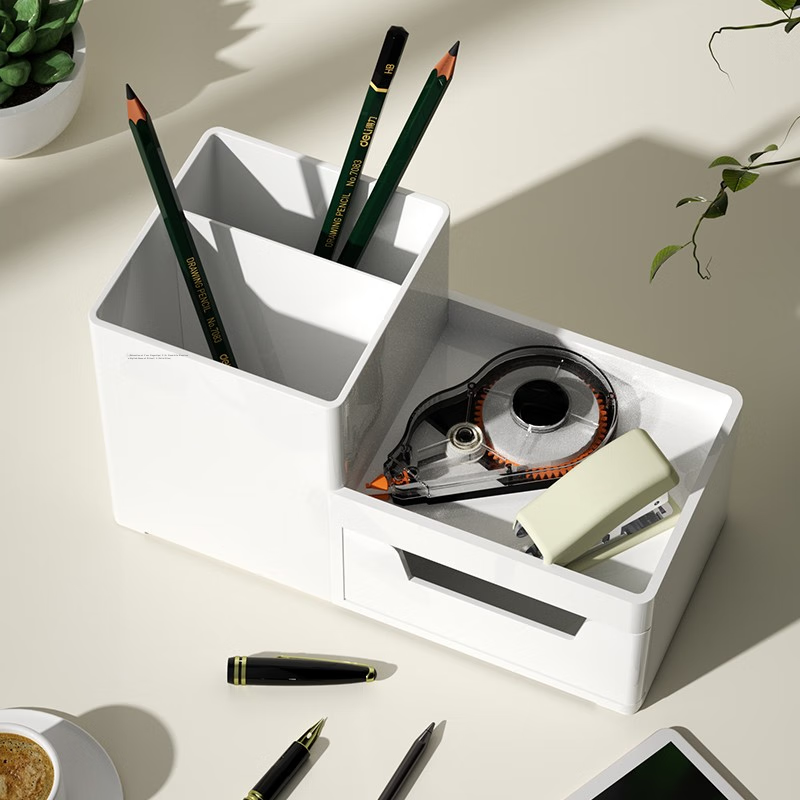 Deli Home Stationery Storage Box, Small Items Desktop Organizer Pen Holder, Cosm...